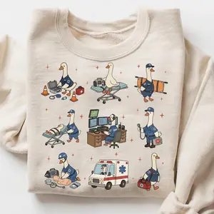 Silly Goose EMT Sweatshirt or T-Shirt, Funny Paramedic Gift, EMS First Responder Sweater, Emergency Worker Meme Sweater