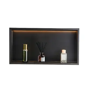 SummerWins13x25x4 Inch Heavy-Duty Stainless Steel Recessed Wall Shower Niche, Modern Black Bathroom Shampoo Storage Organizer with LED Light Strips, Waterproof Sealant, Easy Installation Tooldealsforyoudays