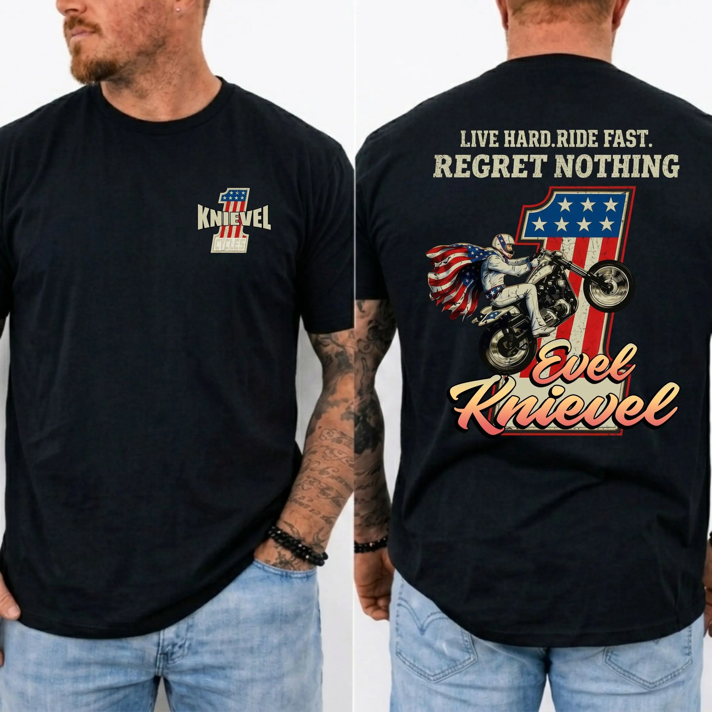 Vintage Motorcycle Stunt Graphic T-Shirt, American Rider Unisex Cotton Tee, Live Hard Ride Fast Biker Gift