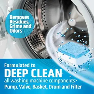 Washing Machine Cleaner Tablets 12-Pack – 1-Year Supply, Septic Safe Washer Cleaner for All Washers Including HE, Deep Cleaning Tablets