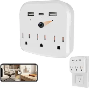 1080P Wireless Wall Plug Nanny Cam - WiFi Smart Home Security Camera with 32GB Memory Card, Motion Sensor, Real-Time View for Baby Monitoring Recording