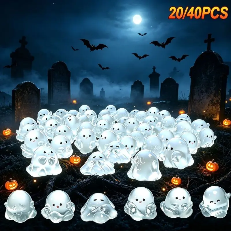 Luminous Glow-In-The-Dark Mini Ghost Figurines, Cute Home Garden Decor, Halloween Micro Landscape Accents, Christmas Tree Ornaments, Holiday Gift for Spooky Parties