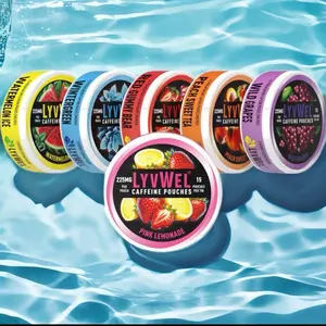 LyvWel Upper Energy Deckys 5-Pack Caffeine Pouches 225mg per Jar 3375mg Total Energy Boost Zero Sugar Guarana Extract for Enhanced Focus Stamina & Mental Clarity Beverage Sport Drink