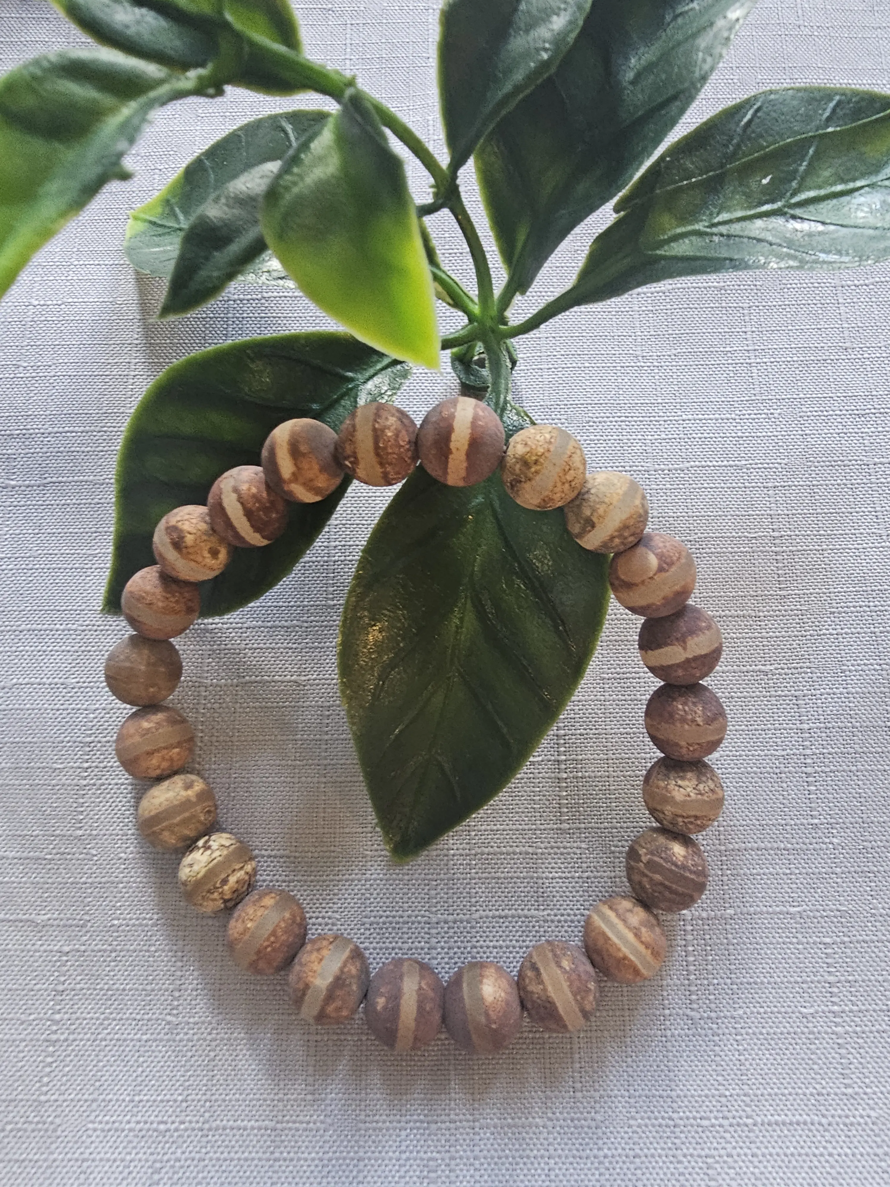 Tibetan Agate 8mm Bead Bracelet