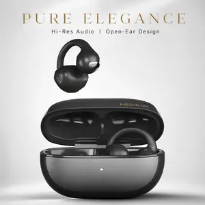 MISHUAI Open Ear Headphones Bluetooth 6.0, 5g Ultra-Light, 40H Battery, IPX6 Waterproof, 720° Surround Sound for Workout & Gaming, Clip-On Design, Zero Ear Fatigue ENC Headset Assistant Voice Smart with