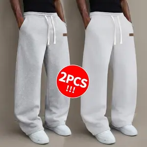 2Pack Men’s solid-color drawstring jogger pants, available in 2-pack and 1-pack options Tricot Sweatpants