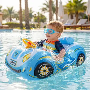 Baby Pool Float for Toddlers 12-48 Months 3D Car Inflatable Swim Float with Steering Wheel Heavy Duty 0.35mm PVC Infant Swim Pool Float Safe No Flip Swimming Toddler Floaties for Boys&Girls1-5 Years