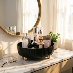 Non-Slip 360° Spinning Cosmetic Tray, Vanity Organizer for Countertop - Rotating Perfume & Makeup Brush Holder, Multifunctional Storage for Bathroom, Kitchen, Office Desk