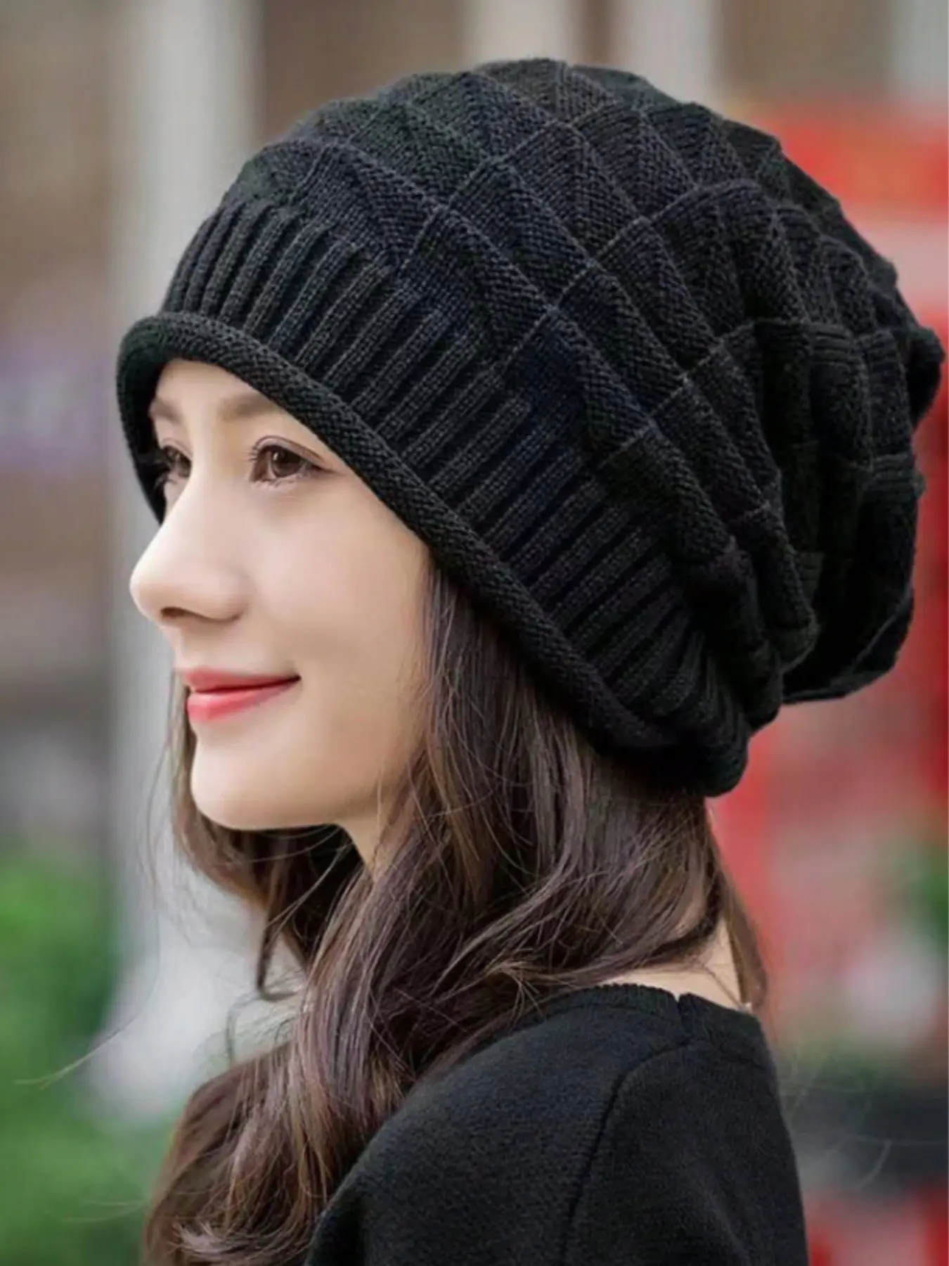 1 women's brimless knitted hat, stylish ear protection and one-piece hood, comfortable, soft and loose, suitable for daily wear, autumn and winter use, Knitting Beanie
