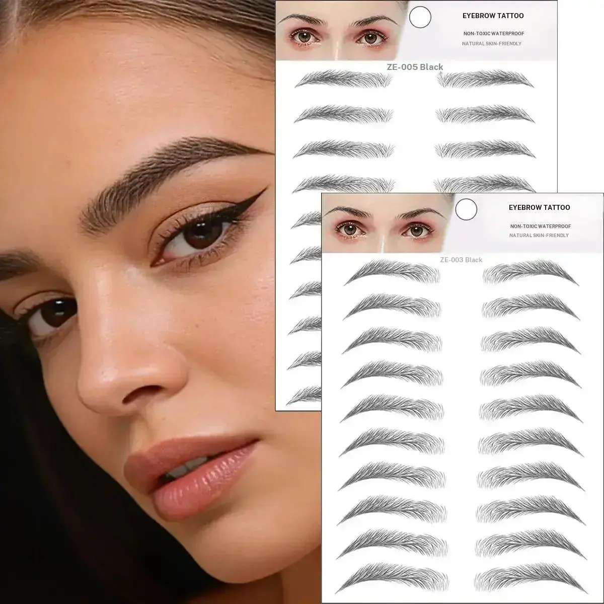 2 Pcs Realistic Eyebrow Stickers, Professional Tattoo Eyebrows, Temporary Fake Tattoo, Quick Makeup, Natural Look, Easy Brow Lift, Authentic Makeup Effect, Water Proof