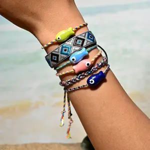 Trendy Multicolored Pull - String Ceramic Fish Bracelet Jewelry Bohemian Style Ideal for Wrist and Ankle Jewelry For Women