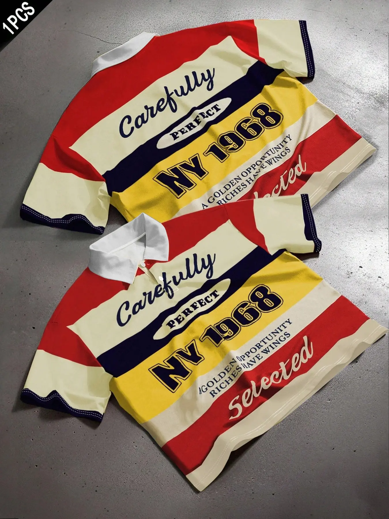 Vintage 1968 NY Graphic Color Block Striped Cropped Rugby Polo Shirt, Y2K Preppy Retro Short Sleeve Collared Tee, Oversized Boxy Fit Casual Streetwear Top for Men Women, Breathable Fabric Perfect for TikTok OOTD & Back to School, Casual Polo Shirts