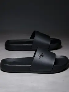 Men's Fashion Sport Slides, Casual Comfortable Breathable Non-Slip Outdoor Slippers, Summer Beach Slippers for Men, Footwear, PU Leather Slides