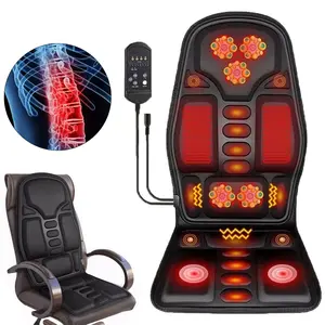 Massage Seat Cushion with Heat - Extra Memory Foam Support Pad in Neck and Lumbar, Relaxation 8 Model Massage , 2 Heat Levels, Back Massager Chair Pad for Back Multicolor