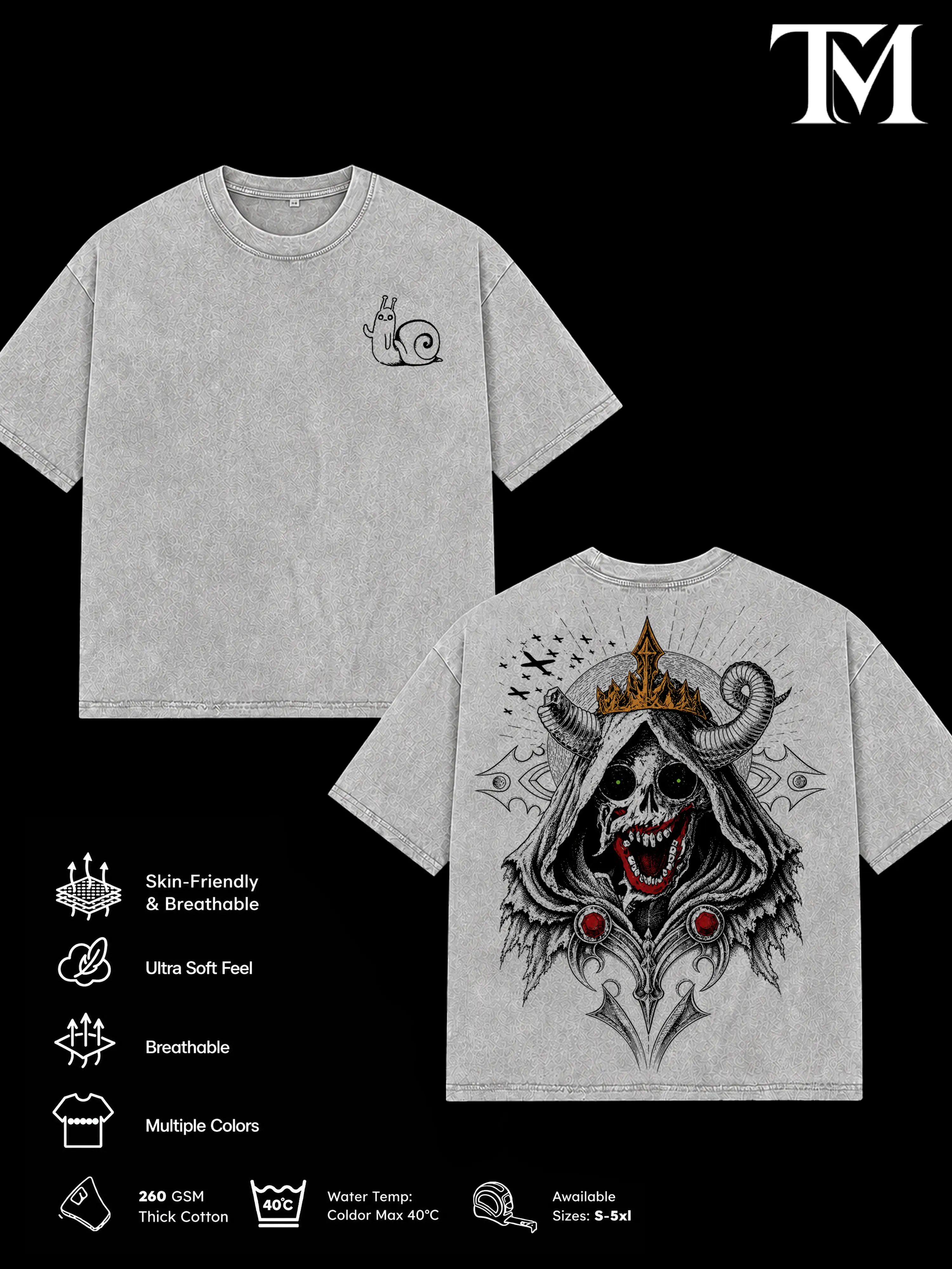 The Lich Adventure Time Vintage Washed Oversized T-Shirt, Double Printed Dark Fantasy Graphic Tee, Heavyweight Cotton Cartoon Streetwear, Retro Gothic Fan Merch, Unisex Gift For Adventure Time Fans