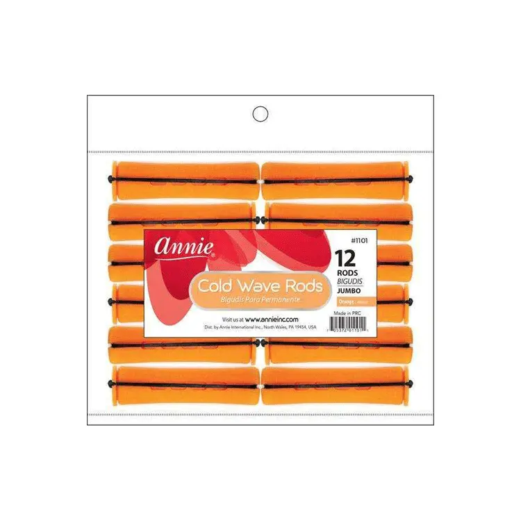 Annie #1101 Elastic Cold Wave Hair Rollers - Orange Jumbo Size Hair Waver, 12-Count Curl Tools, Curl Hair Rollers
