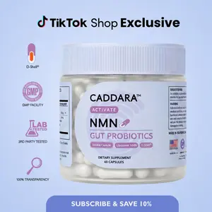 Caddara Activate Liposomal NMN 300mg & Gut Probiotics Capsules, Double Capsule,  Cellular Renewal Support, NAD+ Alternative, 60 Capsules, 30 Servings