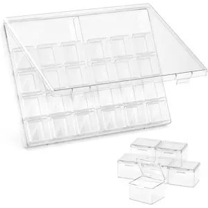 30 Packs Plastic Stackable Organizer Container with Lids, Mini Containers for Beads, Glitter, Slime, Paint or Seed Storage Black Transparent