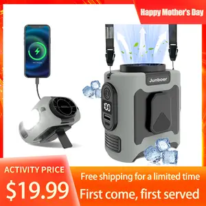 Summer 10000mah Portable Smart Waist Fan,Premium Neck Fan,Lightweight Hands-Free Cooling Fan,Super Long Standby Built-In Flashlight Rechargeable Battery Powered Fan,Wearable Body Belt Fan,Fan For Work,Hiking, Fishing,Night Fishing,Camping,Mother'S Day