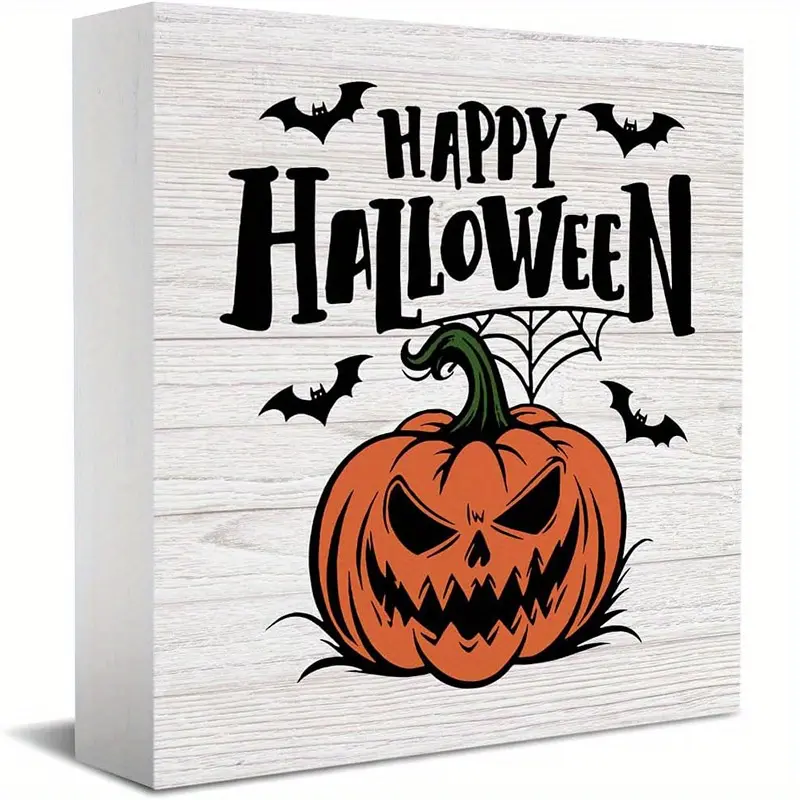 Halloween Decorations Home Farmhouse Decor, Halloween Decor Retro Pumpkin Horror Decor PVC Sign Bedroom Living Room Office Decor Desk Cubicle Shelf Decor Accessories, Spooky Home Decor