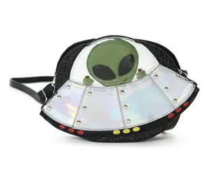 Alien in spaceship crossbody bag