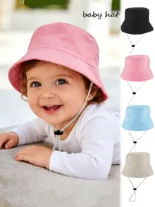 Baby Sun Protection Fisherman Hat, Adjustable Drawstring, Multi-Color Options, Unisex Spring Summer Outdoor UV Shield Cap, Adjustable Caps