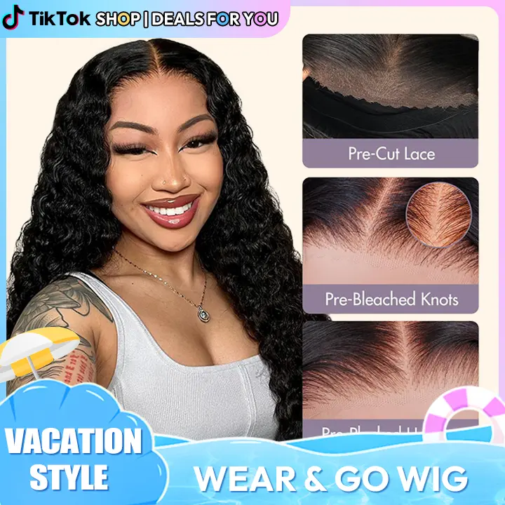 Water Wave Glueless Wig Human Hair | Wear And Go 7x4 HD 180% Density Lace Front Wig #SummerVibe