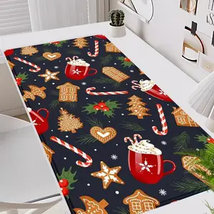 Vintage Gingerbread Man & Candy Pattern Mouse Pad, Rectangle Gaming Mouse Pad, Non-Slip Rubber Base Stitched Edge Desk Keyboard Mat for Home Office Cute Desk Accessories