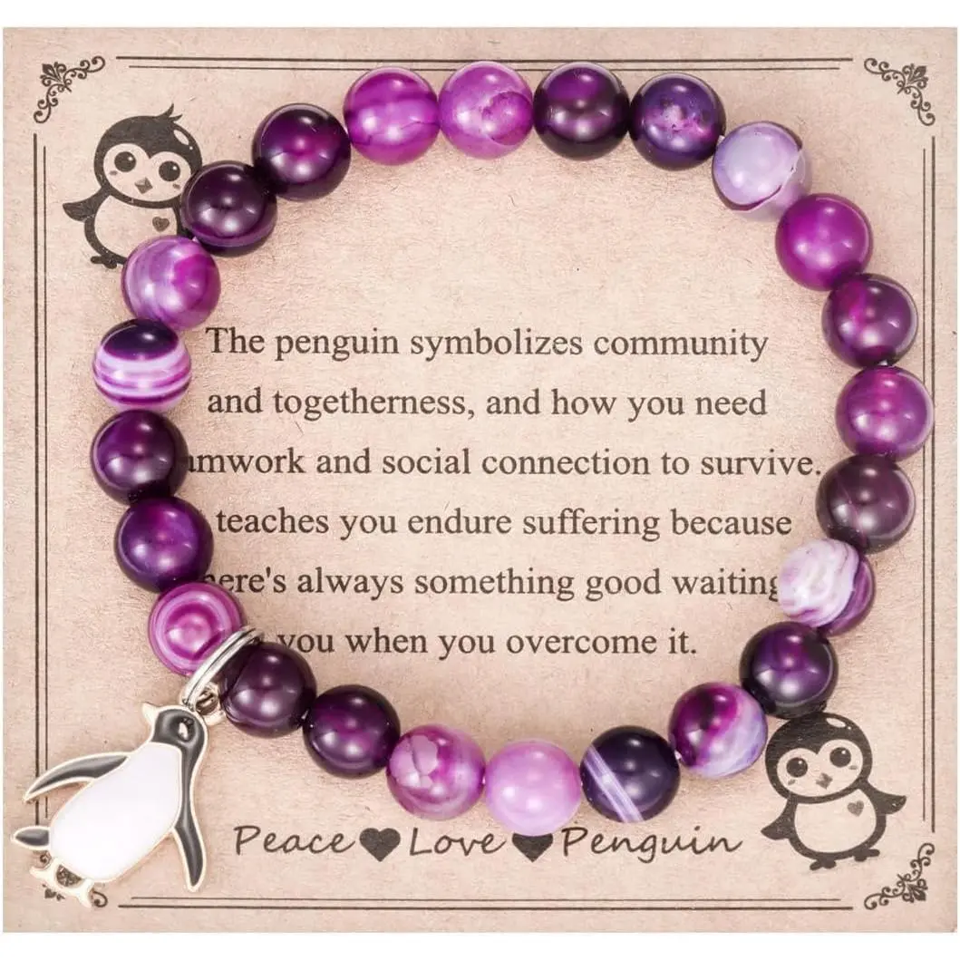 Purple Penguin Bangle - Synthetic Animal Fashion Accessory, Female Wear Gift Ideas for Penguin Enthusiasts, Bracelet