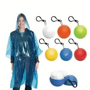 6PCS Portable Rain Ponchos – Emergency Waterproof Raincoats with Keychain Ball for Outdoor & Travel