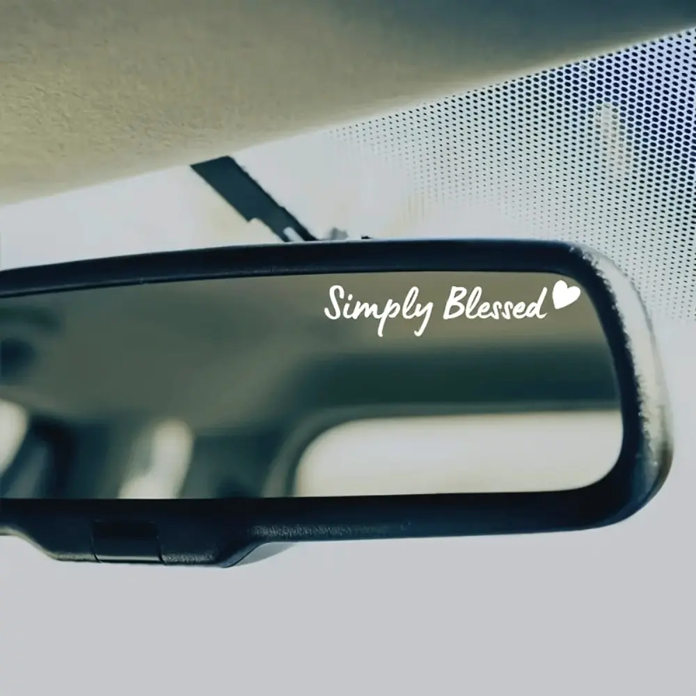 2PCS/SET Warm Pure "Simply Blessed" Faith Blessing Slogan Sticker - For car rearview mirrors, backpacks, notebooks, Car Decorative Sticker, car decals sticker for cars