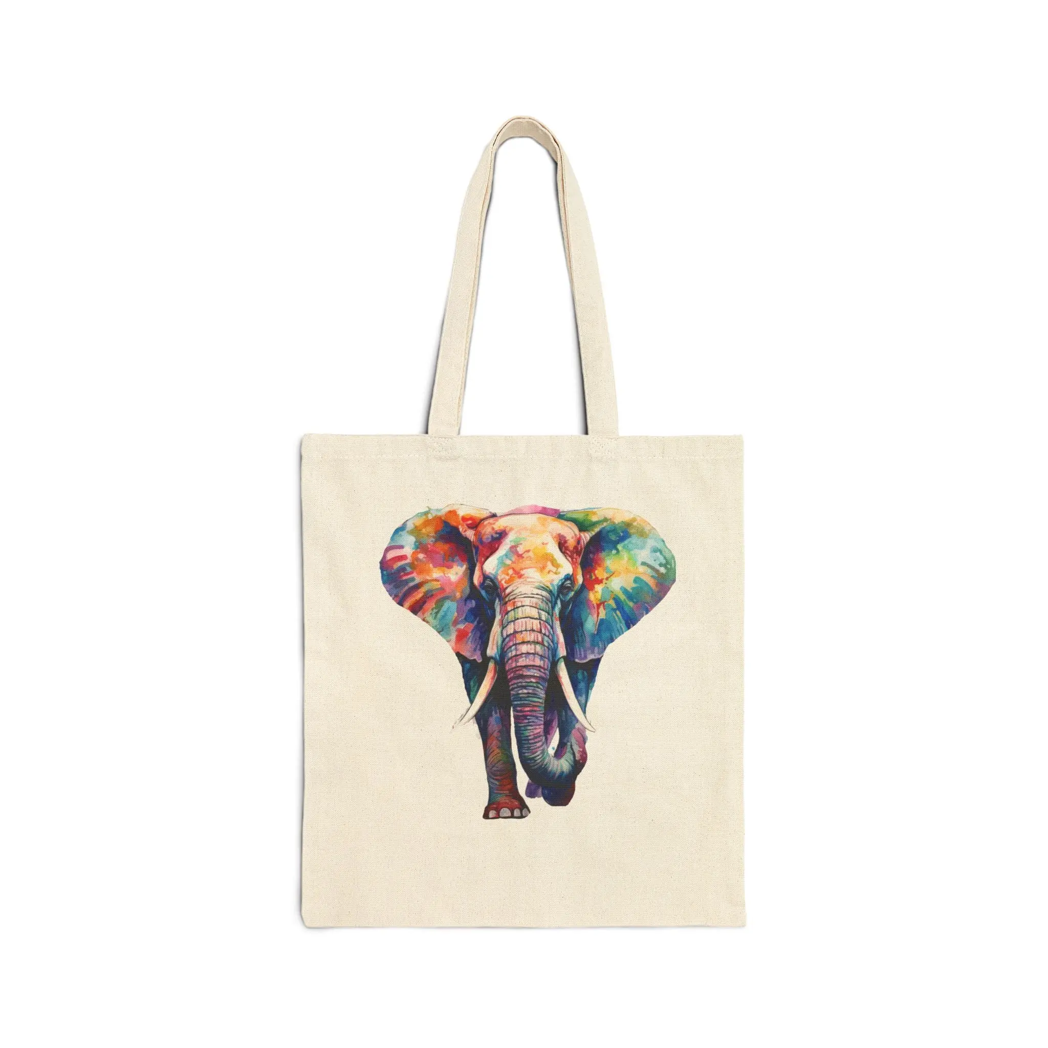 Colorful Elephant Canvas Tote Bag - Vibrant Elephant Tote