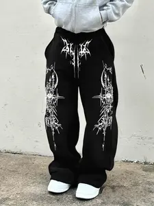 Men's Fashion Streetwear Casual Street Style Loose Fit Sweatpants with Side High-Grade Print, Comfortable Breathable Fabric for Summer Everyday Wear Casual Street Trousers Casual Comfy Pants