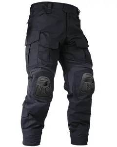 Men’s Outdoor Pants with Knee Pads Camo Cargo Pants Waterproof Hiking Pants 10 Pockets (No Belt) Menswear Trouser