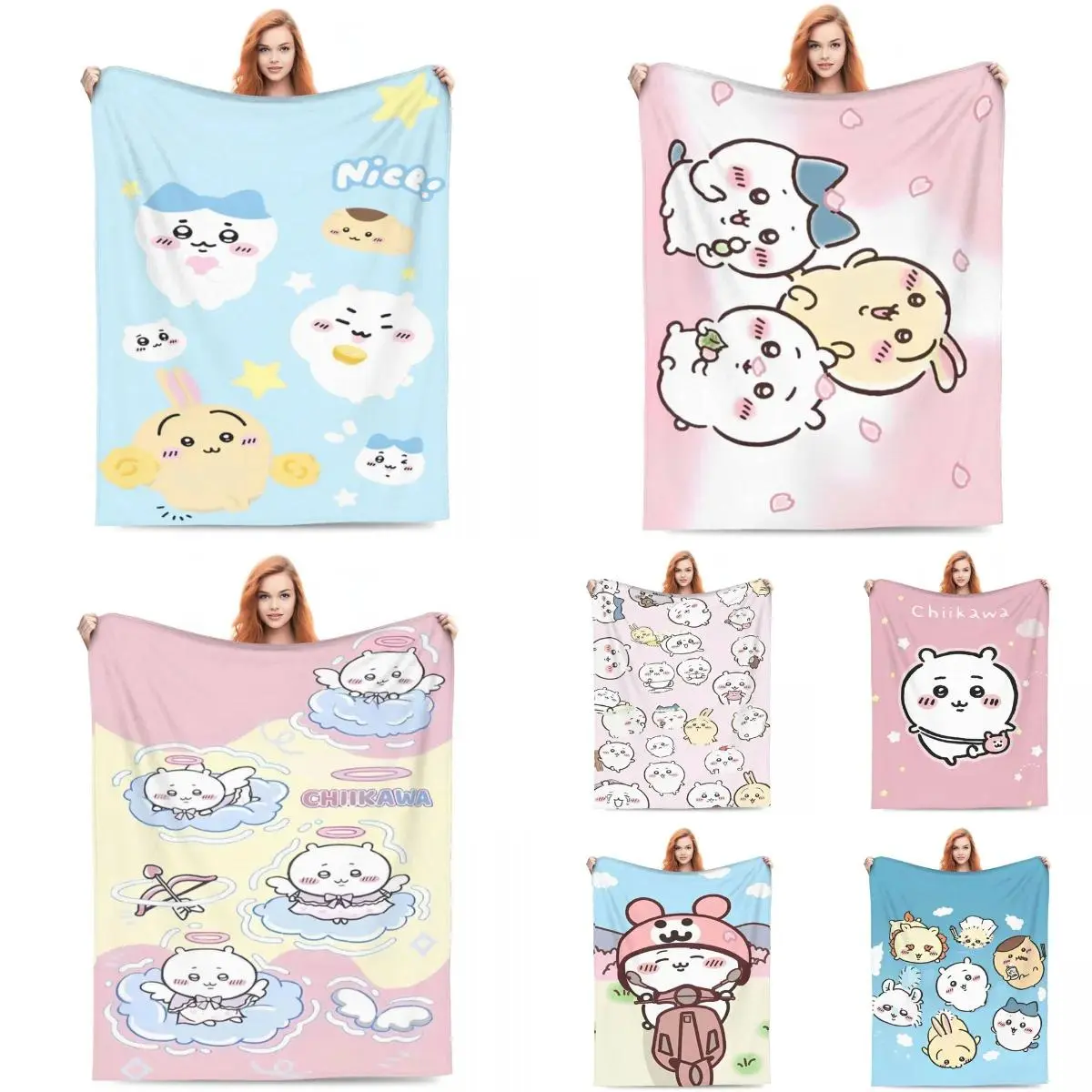 Chiikawa   Blanket Travel Office Decorative Flannel Throw Blanket For Outdoor Super Soft Custom Quality Bedspread Gift Idea