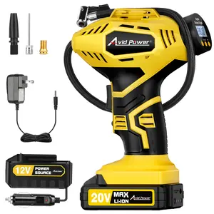 AVID POWER Cordless Tire Inflator Portable Air Compressor, 20V Rechargeable Battery Powered Car Tire Pump w/ 12V DC Adapter, Digital Pressure Gauge, Air Pump for Car, Bike, Motorcycle, Ball