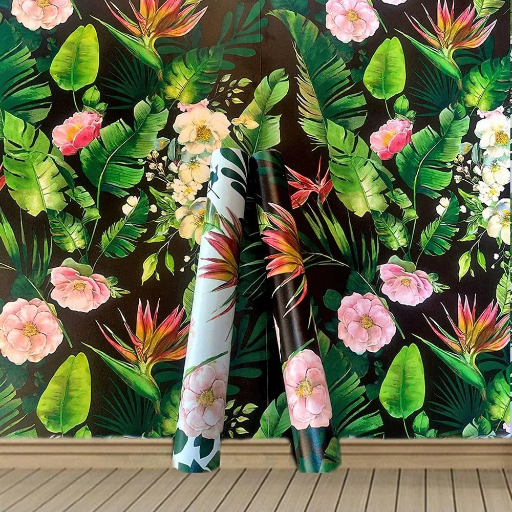 Tropical Leaf Pattern Wallpaper, Self Adhesive Removable Wall Sticker, Peel and Stick Wallpaper Designs, Decorative Wall Paper for Home Living Room Bedroom Kitchen