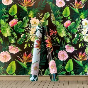 Tropical Leaf Pattern Wallpaper, Self Adhesive Removable Wall Sticker, Peel and Stick Wallpaper Designs, Decorative Wall Paper for Home Living Room Bedroom Kitchen