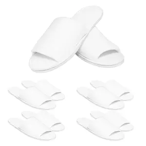 5 Pairs Luxury Disposable Guest Slippers, Thick Cushioned Open-Toe Slippers, Premium Indoor House Slippers for Guests, Airbnb, Vacation Rentals, Hotels, Salons & Home
