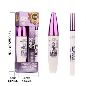 QICIY 5D  Mascara for Eyelashes Longlasting Waterproof Colored Mascara Volume and Length,Volumizing Curling Eye Lashes Fiber rimel de pestañas,36 Hours No Smudging 6g & EyelinerChristmas Eye Makeup gift Clear Silicone Clear Cosmetic 3d  hydraxtreme extens