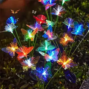 LED Butterfly Solar Light Fiber Optic Waterproof Outdoor Garden Ground Lawn Light Swaying Landscape Decoration Solar 1·2pcs
