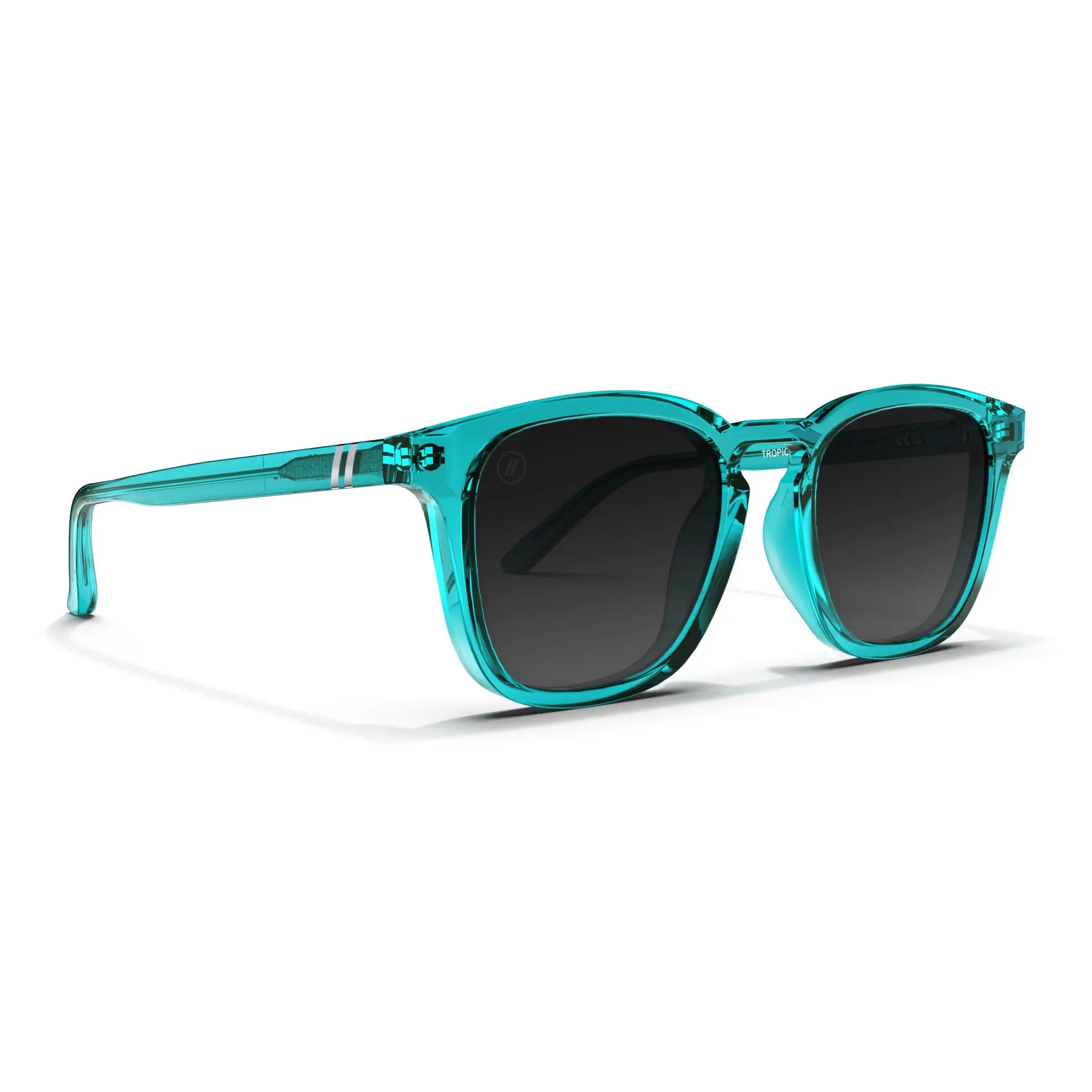 Sydney Tropical Current Sunglasses with a Gloss Transparent Teal Frame and Polarized Smoke Gradient Lenses, Unisex Casual Eyewear with 100% UV Protection, Unisex Names, Contemporary Aesthetic Sunglasses, Sun Protective Sunglasses