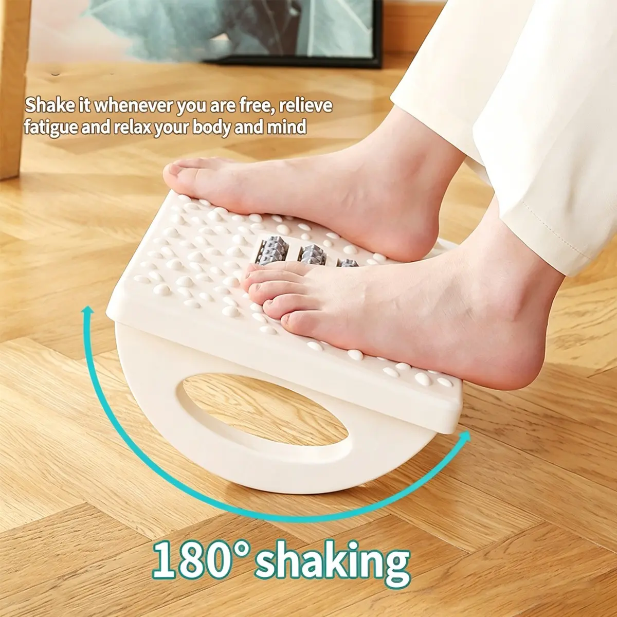 Office under-desk foot pad, foot stool, - Ergonomic Home Office rocking footrest with roller massager - Relieve Fatigue leg support suitable for chairs and gaming