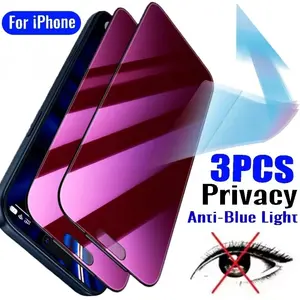 3-Pack Anti-Blue Light Privacy Screen Protector Film for iPhone Series, Blue Light Protection, Eye Fatigue Prevention, Full Coverage, Gift Choice, Accessories