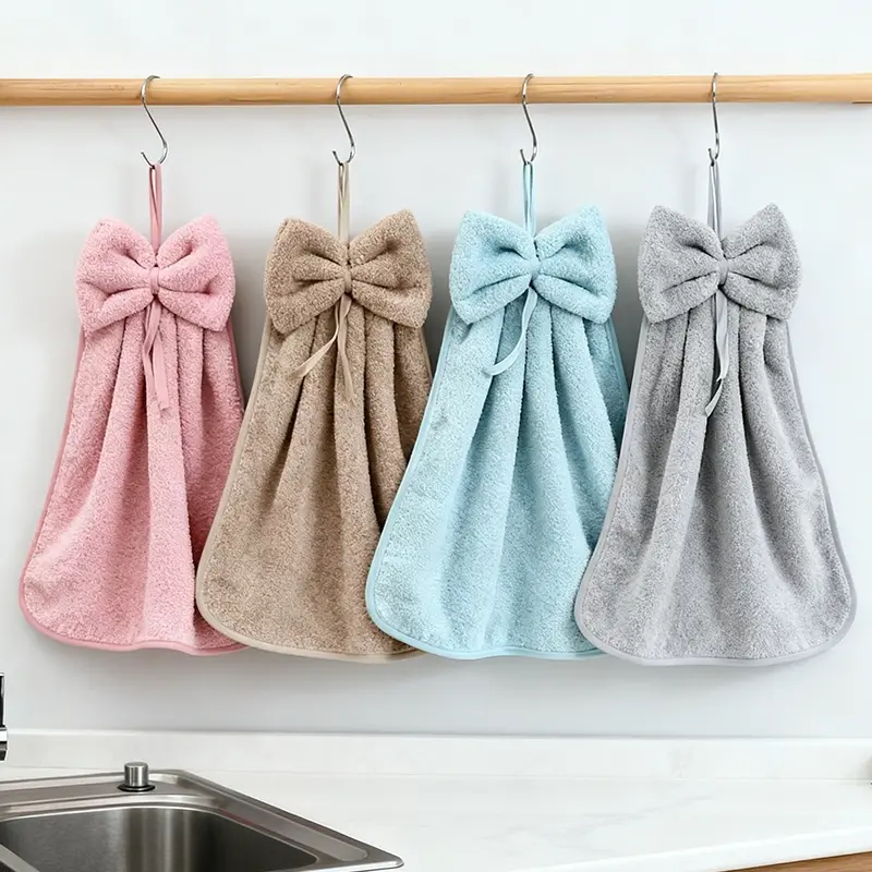 2/4pcs Hanging Hand Towel , Decorative Microfiber Absorbent Super Soft Skin-Friendly, High Absorbency Quick-Dry with Loop, Machine Washable Non-Shedding for Kitchen, Bathroom & Dishes