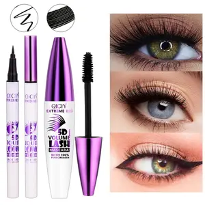 Q531-5D Mascara + Eyeliner 2-in-1 | Black Semi-Permanent Volumizing Lashes | Long-Lasting, Waterproof, Smudge-Proof | Thick, Curling, Smooth | Easy for Beginners | Women'S Eye Makeup Gift