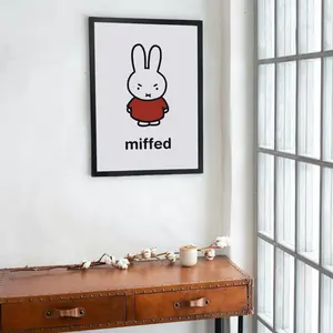 Miffed - Kawaii Wall Art, Funny Fine Art Poster - Red, Miffy inspired Poster, Bunny Character, Room Decor, Unframed  – 5 Size, 8x12 to 27x40 inch