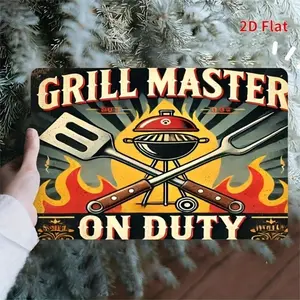 4 Pack Vintage BBQ Tin Sign Metal Wall Art, 12x8 Inch Retro Kitchen Decor, Outdoor Patio & Grilling Party Decorations, Rustic Me