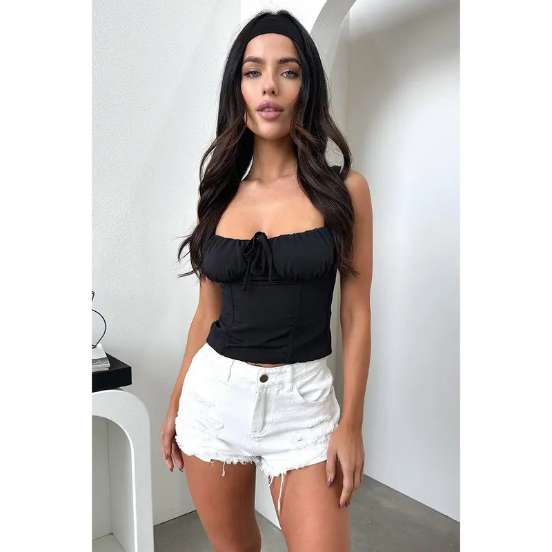 Jersey Denim Shorts - White