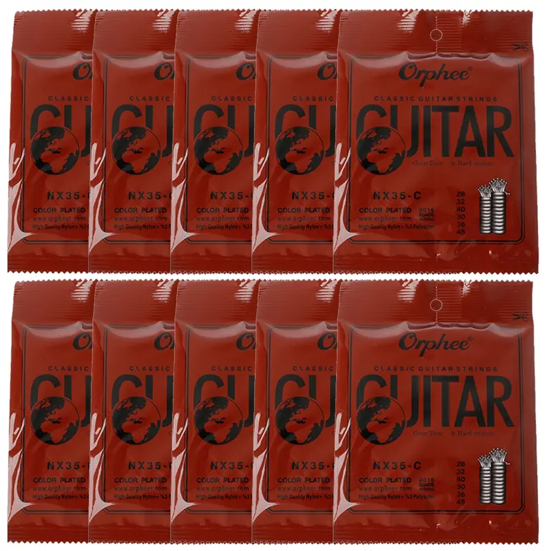 Orphee 1/5/10 sets of Nylon Strings, NX35-C Classical Guitar Strings, Black Hard Tension